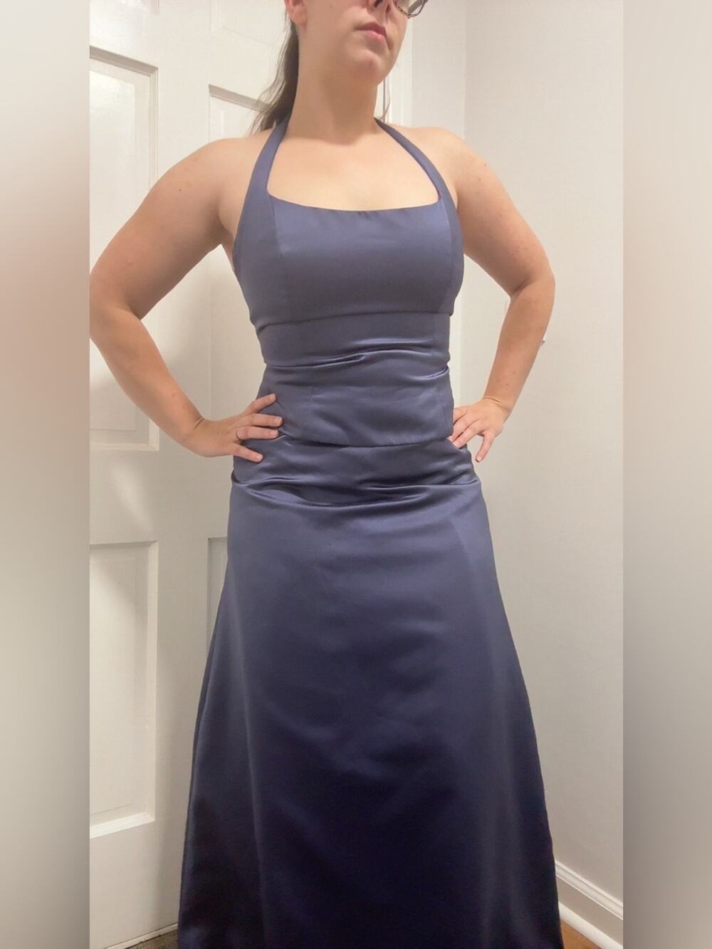 90s blue satin formal two piece dress